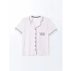 LCW DREAM EKRU Gömlek Yaka Çizgili Kadın Pijama Takımı