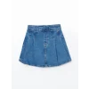 LCW Kids İNDİGO Beli Lastikli Kız Çocuk Jean Şort Etek