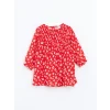 LCW baby KIRMIZI Bisiklet Yaka Uzun Kollu Çiçekli Kız Bebek Elbise