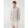 XSIDE GRİ Regular Fit Uzun Kollu Çizgili Erkek Gömlek