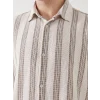 XSIDE GRİ Regular Fit Uzun Kollu Çizgili Erkek Gömlek