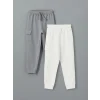 LCW Kids EKRU Beli Lastikli Erkek Çocuk Jogger Eşofman Alt 2li