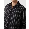 XSIDE SİYAH Regular Fit Uzun Kollu Çizgili Erkek Gömlek