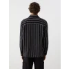 XSIDE SİYAH Regular Fit Uzun Kollu Çizgili Erkek Gömlek