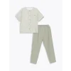LCW Kids EKRU Hakim Yaka Çizgili Erkek Çocuk Gömlek ve Pantolon 2li