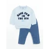 LCW baby MAVİ Erkek Bebek Sweatshirt ve Pantolon 2li