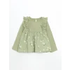 LCW baby YEŞİL Bisiklet Yaka Çiçekli Kız Çocuk Bluz ve Tayt 2li