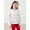 LCW Kids EKRU Bisiklet Yaka Baskılı Kız Çocuk Bluz ve Tayt Pantolon 2li