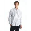 LCWAIKIKI Classic BEYAZ Regular Fit Uzun Kollu Çizgili Erkek Gömlek
