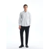 LCWAIKIKI Classic BEYAZ Regular Fit Uzun Kollu Çizgili Erkek Gömlek