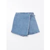 LCW Kids MAVİ Beli Lastikli Kız Çocuk Jean Şort Etek