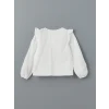 LCW Kids BEYAZ Fırfır Detaylı Kız Çocuk Gömlek