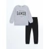 LCW Kids GRİ Bisiklet Yaka Erkek Çocuk Sweatshirt ve Eşofman Alt 2li
