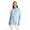 LCWAIKIKI Classic MAVİ Düz Uzun Kollu Kadın Gömlek