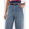 LCW Jeans İNDİGO Beli Kemerli Wideleg Kadın Jean Pantolon