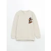 LCW Kids EKRU Bisiklet Yaka Baskılı Erkek Çocuk Sweatshirt 2li