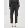 LCW Vision GRİ Beli Kemerli Loose Fit Kadın Pantolon