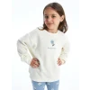 LCW Kids EKRU Bisiklet Yaka Çiçekli Kız Bebek Sweatshirt ve Tayt 2li