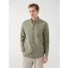 LCWAIKIKI Classic YEŞİL Regular Fit Uzun Kollu Keten Karışımlı Erkek Gömlek