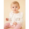 LCW baby EKRU Bisiklet Yaka Nakışlı Kız Bebek Gömlek ve Tayt 2li