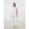 LCW DREAM LİLA Gömlek Yaka Baskılı Kadın Pijama Takımı