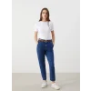 LCW Jeans İNDİGO Beli Kemerli Mom Fit Kadın Jean Pantolon
