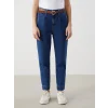 LCW Jeans İNDİGO Beli Kemerli Mom Fit Kadın Jean Pantolon