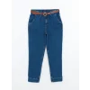 LCW Jeans İNDİGO Beli Kemerli Mom Fit Kadın Jean Pantolon