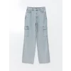 XSIDE MAVİ Wideleg Kadın Kargo Jean Pantolon