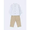LCW baby MAVİ Hakim Yaka Erkek Bebek Gömlek ve Pantolon 2li