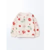 LCW baby PEMBE Bisiklet Yaka Çiçekli Kız Bebek Sweatshirt ve Tayt 2li