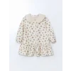 LCW Kids EKRU Bebe Yaka Kurdele Desenli Kız Çocuk Elbise