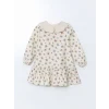 LCW Kids EKRU Bebe Yaka Kurdele Desenli Kız Çocuk Elbise