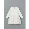LCW Kids EKRU Bisiklet Yaka Tütü Kız Çocuk Elbise