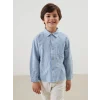 LCW Kids MAVİ Çizgili Keten Erkek Çocuk Gömlek