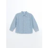 LCW Kids MAVİ Çizgili Keten Erkek Çocuk Gömlek