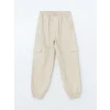 LCW Kids BEJ Beli Lastikli Kız Çocuk Kargo Jogger Pantolon