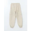 LCW Kids BEJ Beli Lastikli Kız Çocuk Kargo Jogger Pantolon
