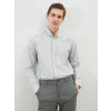 LCWAIKIKI Classic YEŞİL Regular Fit Uzun Kollu Çizgili Erkek Gömlek