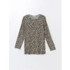 LC WAIKIKI BEJ Bisiklet Yaka Leopar Desenli Kadın Bluz