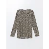 LC WAIKIKI BEJ Bisiklet Yaka Leopar Desenli Kadın Bluz