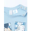 LCW baby MAVİ Bisiklet Yaka Mickey Mouse Baskılı Erkek Bebek Şortlu Pijama Takımı