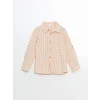 LCW Kids EKRU Gabardin Çizgili Erkek Çocuk Gömlek