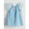 LCW Kids MAVİ Bisiklet Yaka Kız Çocuk Dantel Elbise