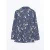 LCW DREAM ANTRASİT Gömlek Yaka Çiçekli Kadın Pijama Takım