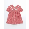 LCW Kids KIRMIZI Ekoseli Krinkle Dantel Detaylı Kız Çocuk Elbise