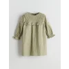 LCW Kids YEŞİL Bisiklet Yaka Kız Çocuk Müslin Elbise