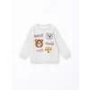 LCW Kids BEYAZ Bisiklet Yaka Baskılı Erkek Bebek Sweatshirt ve Eşofman Alt 2li