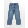 LCW Kids MAVİ Beli Ayarlanabilir Lastikli Kız Çocuk Jean Pantolon