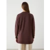 LCW Modest KAHVERENGİ Bisiklet Yaka Baskılı Oversize Kadın Sweatshirt Tunik